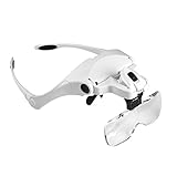 MOACC Lupenbrille mit Licht Hände Frei Kopfband Lupe Standlupe mit 2 LED für...