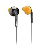 ?Philips SHQ1017GY In-Ear-Sport-Kopfhörer für iPhone/iPod, inkl. Reisetasche, Kabel-Clip und schweißresistente Ohrstöpsel in 3 Größen für einen sicheren Halt, Orange / Grau