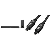SHARP HT-SBW110 2.1 Slim-Soundbar (180 Watt) mit externem Subwoofer (HDMI, Bluetooth) [Modelljahr 2018] & Amazon Basics Toslink Optisches Digital-Audiokabel, 1,8 m