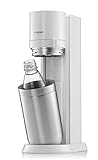 SodaStream Duo Sprudelmaschine, mit 1 Liter wiederverwendbarer BPA-freier Kunststoff-Wasserflasche, 1 L Glaskaraffe zum Karbonisieren und 60 Liter CO2-Gasflasche mit Schnellanschluss, Weiß