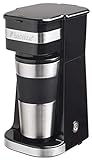 Bestron Kaffeemaschine mit Isolierbecher, Für gemahlenen Filterkaffee, 2 Große Tassen, 750 Watt, Edelstahl, Farbe: Schwarz