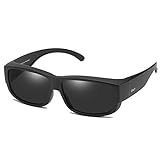 DUCO Unisex polarisierte Sonnenbrillen Überziehbrille Fit-Over Brille Korrekturbrille RX Brille 8956 (Schwarz)