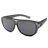 ActiveSol Überziehbrille El Aviador | Fliegerbrille | Sonnenbrille zum Überziehen | polarisiert | UV400 | Sonnenbrille über Brille für Brillenträger | Autofahren & Fahrrad | Unisex | Grau