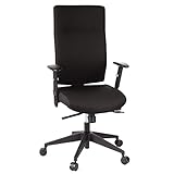 hjh OFFICE 608500 Profi Bürodrehstuhl PRO-TEC 300 Stoff Schwarz Bürosessel ergonomisch, hohe Rückenlehne, Armlehne verstellbar