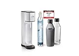 Sodapop JOY PRESTIGE - Trinkwassersprudler inklusive zwei Glaskaraffen mit Bottle-Shirt und CO2-Zylinder, silver