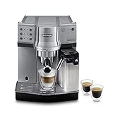 De'Longhi EC 860.M – Espresso Siebträgermaschine, Espressomaschine mit automatischem Milchsystem für cremigen Cappuccino und Latte Macchiato, für ESE Pads geeignet, 1 l Wassertank, silber