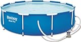 Bestway Steel Pro Frame Pool, rund 305x76 cm Stahlrahmenpool-Set mit Filterpumpe, blau