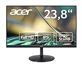 Acer CB242Y Monitor 23,8 Zoll (60 cm Bildschirm) Full HD, 75Hz HDMI/DP, 60Hz VGA, 1ms (VRB), HDMI 1.4, DP 1.2, VGA, höhenverstellbar, drehbar, HDMI/DP FreeSync,Schwarz
