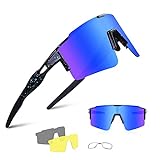 BangLong Polarisierte Sonnenbrille, Fahrradbrille Herren Damen UV 400 Schutz mit 3 Wechselgläser, Schutzbrille Sportbrille für Outdoorsport Radfahren Laufen Golf