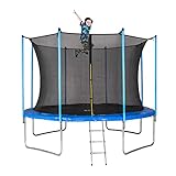 MotionXperts Outdoor Trampolin 366 cm blau mit innenliegendem Netz, gepolsterten Stangen & Leiter, Belastbarkeit 150 kg