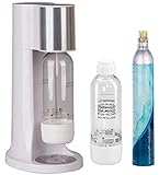 Levivo Wassersprudler Set/Trinkwassersprudler Starter Set inkl 2 Sprudlerflaschen je 1l aus PET und CO2-Zylinder,klassischer Sodabereiter für individuelles Zusetzen von Kohlensäure in Leitungswasser
