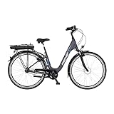 FISCHER E-Bike City, CITA ECU 1401 Elektrofahrrad für Damen und Herren, RH 44 cm, Frontmotor 32 Nm, 36 V Akku, Anthrazit matt, 28 Zoll