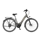 Fischer E-Bike City, CITA 6.0i Elektrofahrrad für Damen und Herren, RH 44 cm, Mittelmotor 50 Nm, 36 V Akku im Rahmen, Platingrau matt, 28 Zoll