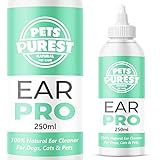 Pets Purest 100% Natürlich Ohrenreiniger für Hunde (250 ml) Eliminiert Jucken, Kopfschütteln & Gerüche in 3 Tagen. Schonende Ohr Reinigung bei Juckreiz, Entzündungen, Infektionen, Hefepilz, Ausfluss