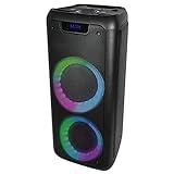 Denver BPS-455 Bluetooth-Lautsprecher, 25,4 cm (10 Zoll), wiederaufladbar, 4500 mAh, LED-Leuchten, Lautstärke 72 W RMS, USB, AUX, MicroSD, Gitarreneingang und Mikrofon, FM-Radio, weiß, One Size