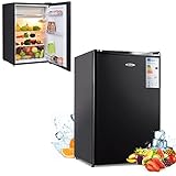 RELAX4LIFE Minikühlschrank 123 L, Kühlschrank mit Gefrierfach, Kühl-Gefrier-Kombination mit wechselbarem Türanschlag & höhenverstellbaren Füßen, Standkühlschrank mit Temperaturregelung (schwarz)