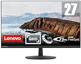 Lenovo L27q-30 68,58 cm (27 Zoll, 2560x1440, WQHD, 75Hz, WideView, entspiegelt) Monitor (HDMI, DisplayPort, 4ms Reaktionszeit, AMD Radeon FreeSync) schwarz