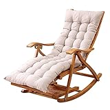 Liegestuhl HAIYU- Outdoor Klappbar, Bambus Schaukelstuhl Garten Sonnenliege Relaxsessel mit Dehnbarer Fußstütze Fußmassage Leisure Siesta Sessel, mit Kissen (Color : Gray)