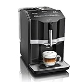 Siemens Kaffeevollautomat EQ.300 TI351509DE, für viele Kaffeespezialitäten, Milchaufschäumer, Keramikmahlwerk, OneTouch-Funktion, Heißwasserfunktion, Antikalk, automatische Reinigung, 1300 W, schwarz