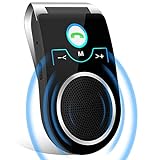 Bluetooth KFZ Freisprecheinrichtung, Bluetooth 5.0 In Car Speakerphone Handsfree Car Kit mit Geräuschunterdrückendes mikrofon und Stereo-Sound für GPS, Musik, Telefongespräche Unterstützt 2 Telefone