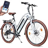BLUEWHEEL 26' innovatives Damen E-Bike IDeutsche Qualitätsmarke I EU konform Top City Ebike + Nabenmotor I Shimano 7 Gänge + 25 km/h Fullspeed, bis 150 km Reichweite & App |BXB85 Electric Bike