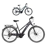 FISCHER Damen E-Bike Trekking VIATOR 4.0i (2020), schwarz matt, 28', RH 44 cm, Mittelmotor 50 Nm, 48 Volt Akku im Rahmen, 418 Wh, Rahmenhöhe