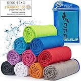 Cooling Towel für Sport & Fitness, Mikrofaser Handtuch/Kühltuch als kühlendes Handtuch für Laufen, Trekking, Reise & Yoga, Airflip Cooling Towel, Farbe: blau-dunkel Blauer Rand, Größe: 100x30cm