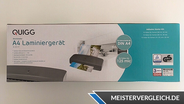 QUIGG Laminiergerät Verpackung