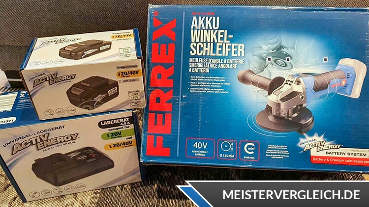 FERREX Akku-Winkelschleifer Verpackung