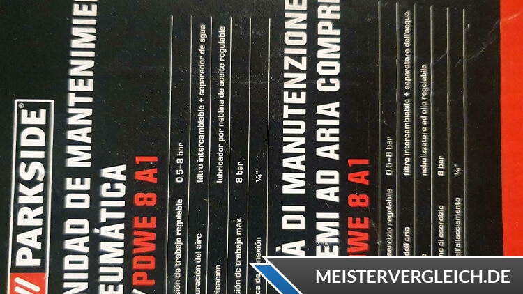 PARKSIDE Druckluft-Wartungseinheit Verpackung