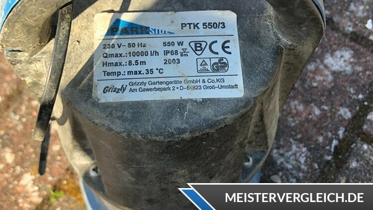 PARKSIDE Klarwassertauchpumpe Datenblatt
