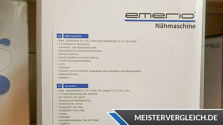 Emerio Nähmaschine SEW-121820 Lieferumfang