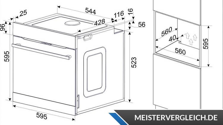 Amica Backofen EBX 944 610 SM Autark Upgrade II Maße
