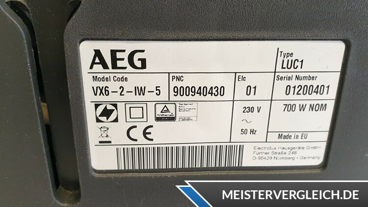 AEG Bodenstaubsauger VX6-2-IW5 Datenblatt