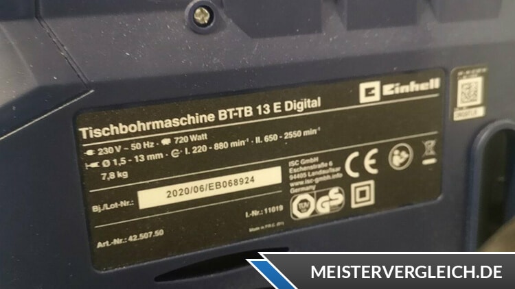 EINHELL Säulenbohrmaschine BT-TB 13 E Digital Datenblatt