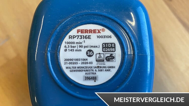 FERREX Exzenterschleifer Datenblatt
