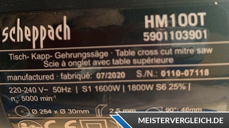 SCHEPPACH Tisch-Kapp-Gehrungssäge HM100T Datenblatt