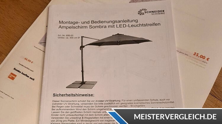 Schneider Ampelschirm Sombra Bedienungsanleitung
